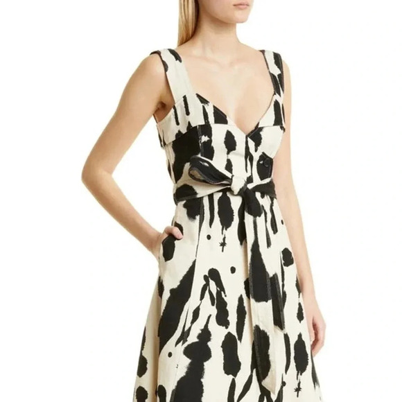 NWT $460 Stine Goya Gina Abstract Structured Cotton Dress - Wrap Tie-Waist Dress - Picture 2 of 9